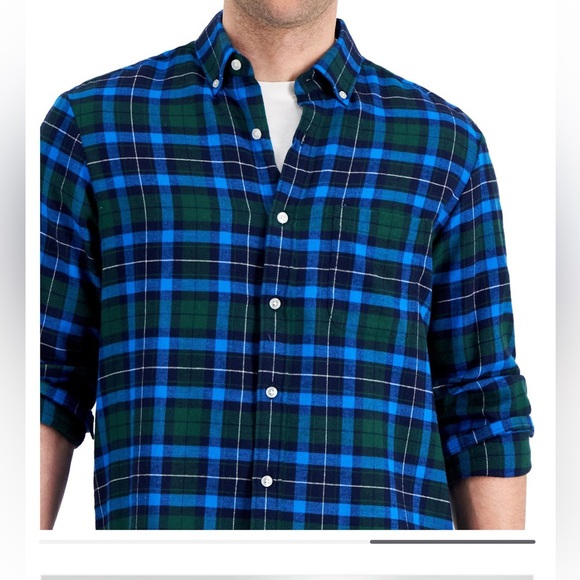 Club Room Men's Regular-Fit Plaid blue flannel shirt / size M - Picture 3 of 3